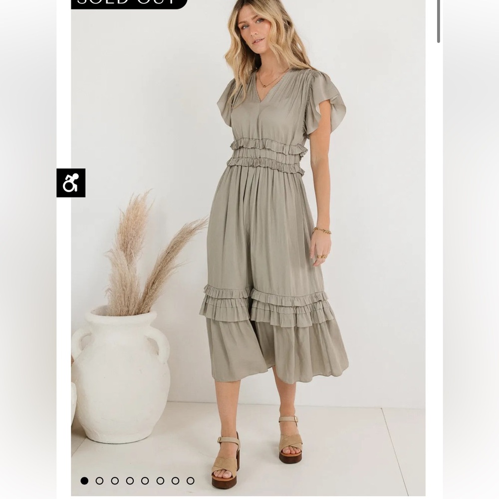 WILLA RUFFLE DRESS IN SAGE by Bohme